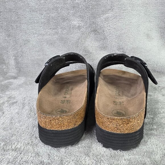 Womens Papillio Birkenstock Black Vegan Leather Arizona Platform Sandals Size 40 - Picture 2 of 7